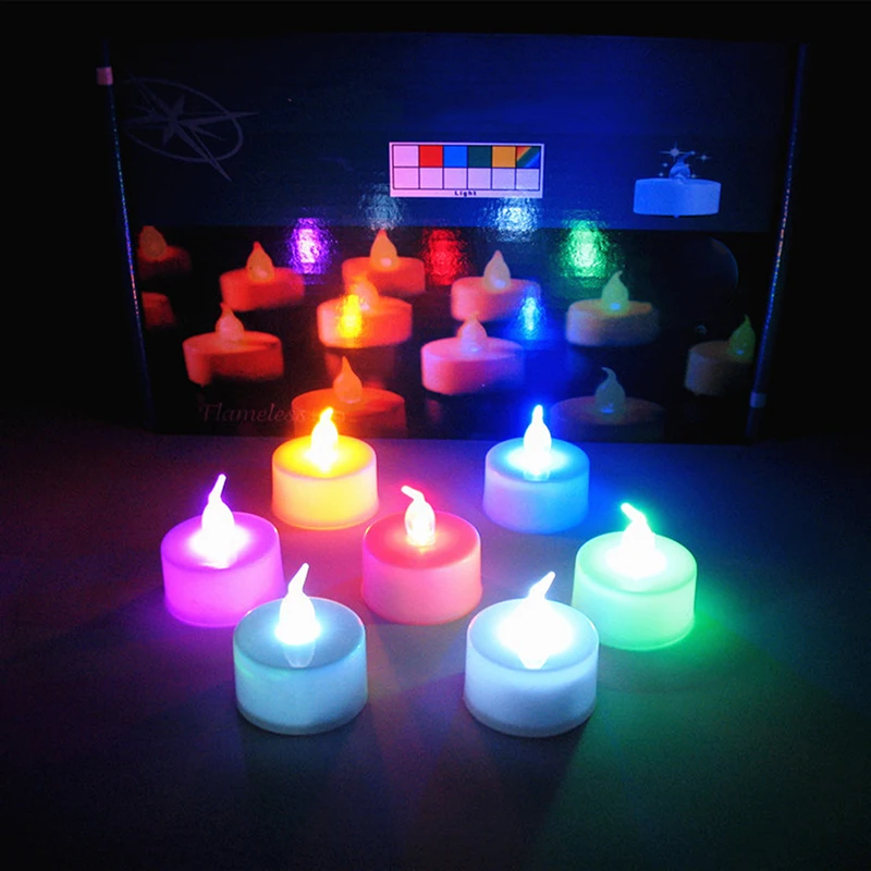Multicolor Flameless Flickering Bulbo, Flickering Tea Light, Simulação Vela, Luz LED, 6 pcs