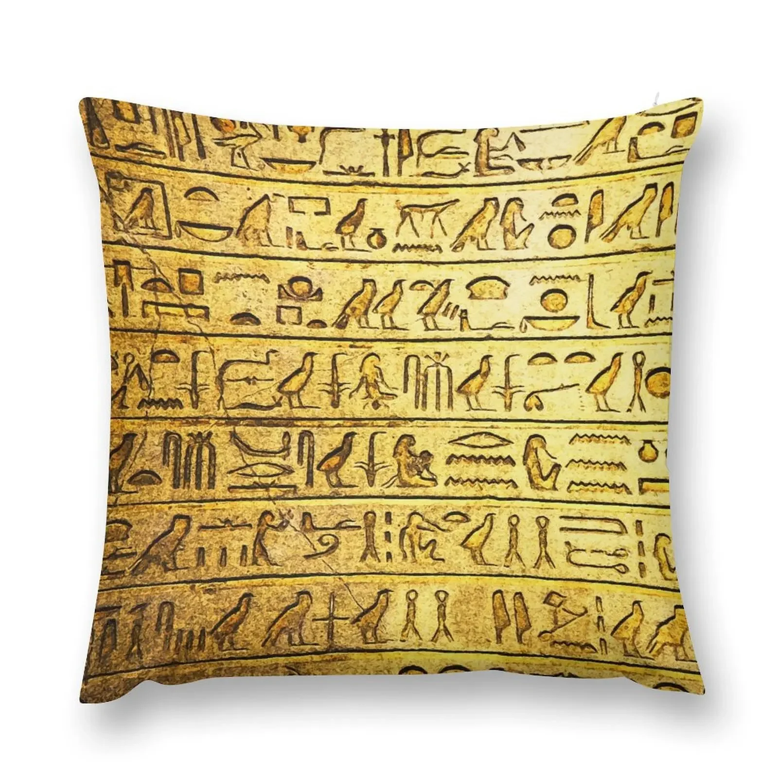 

Ancient Egyptian Hieroglyphs Yellow Throw Pillow sleeping pillows Cushions Home Decor pillow