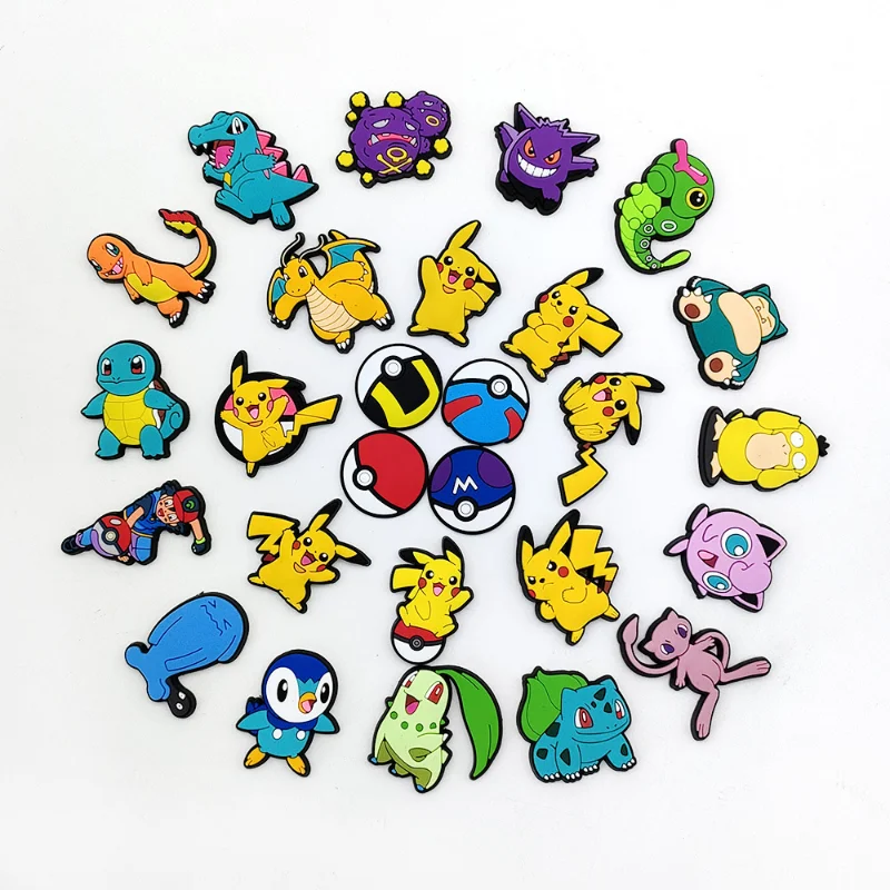 Cute Pokemon Pikachu  Anime Charms Shoe Buckle Cartoon Character DIY Charm Shoe Decorations Accessories Kids Birthday Gifts