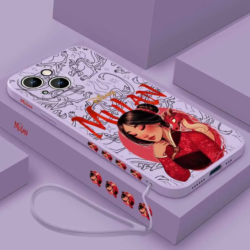 Disney mulan bonito para samsung galaxy a35 a40 41 42 50 51 52 53 54 55 60 70 71 72 73 56 36 capa de telefone com corda esquerda líquida