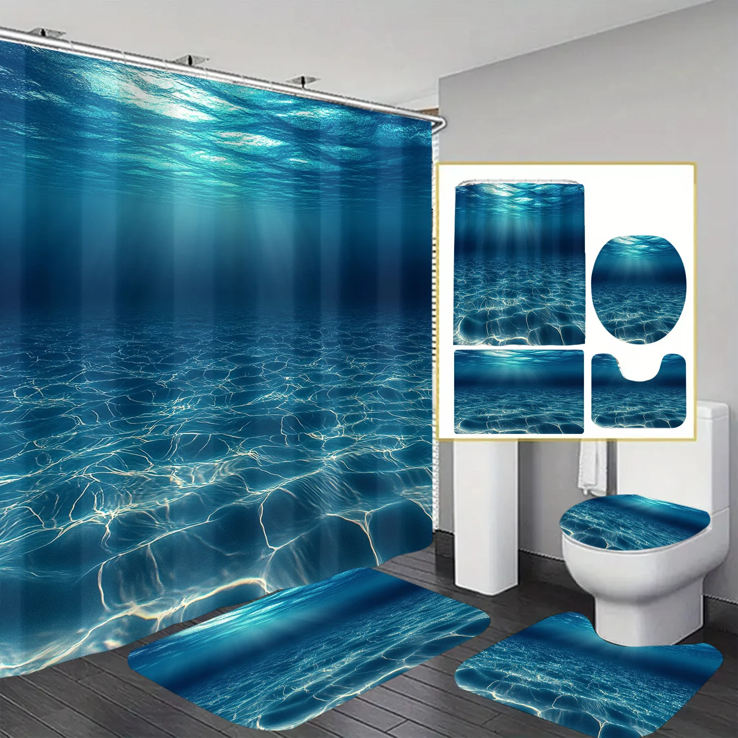 

Waterproof Shower Curtain with a Deep Sea Scene Theme, Includes 12 Hooks, Suitable for Home, Hotel, And Machine Washable, Availa