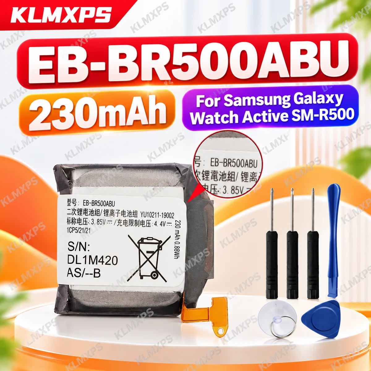 236mAh 3.85V EBBR500ABU Li-ion Replacement Battery for Samsung Galaxy Watch Active SMR500 SMR500N Smartwatch Repair Part