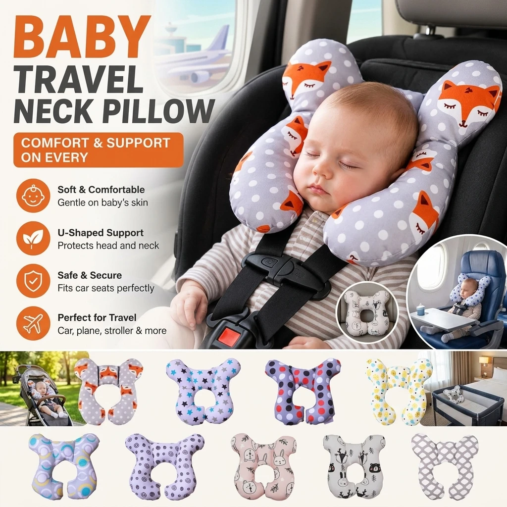 Baby Head Pillow Car Seat Head Fixing Pillows Soft Neck Head Cushion Safety Kids Sleep Nap Pillow Outdoor Stroller Baby Pillow