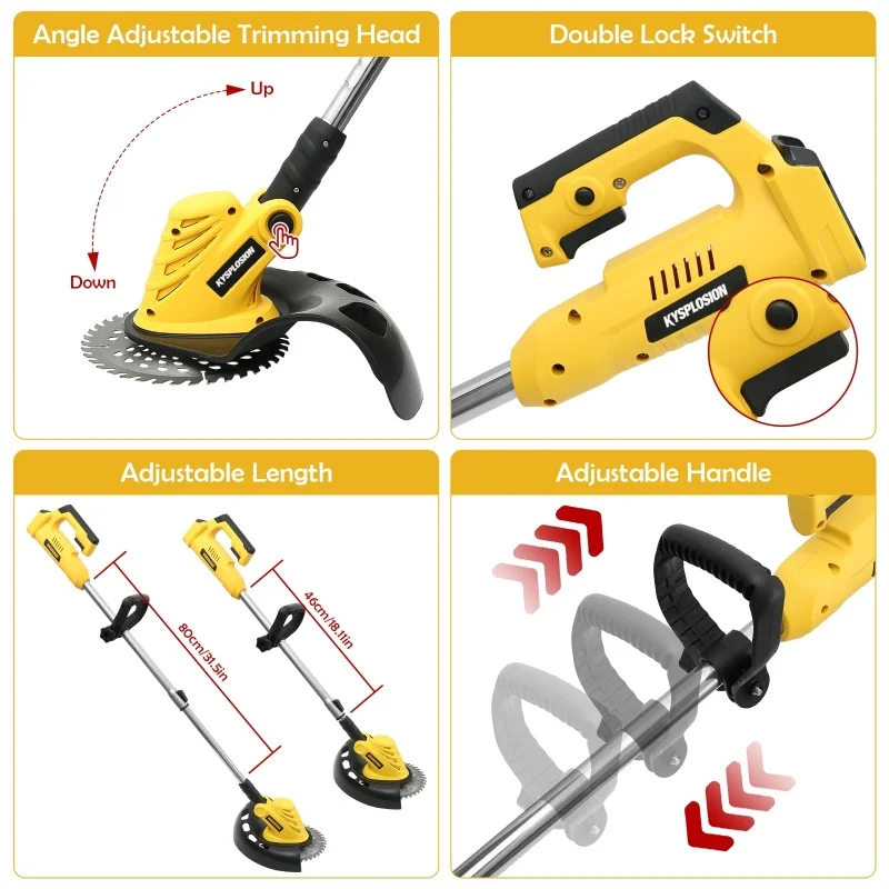 For DeWalt 20V Brushless Cordless String Trimmer w/ Telescopic Handle Fold Design Electric Grass Cutter Edger for Lawn Garden