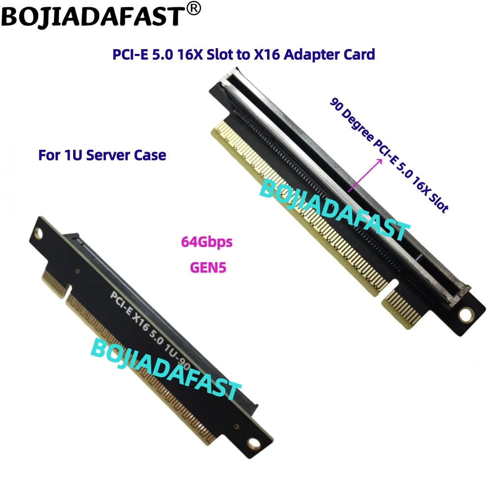 

90 Degree PCI-E 5.0 16X Slot to X16 Converter Adapter Riser Card GEN5 64Gbps For 1U Server Case In Stock