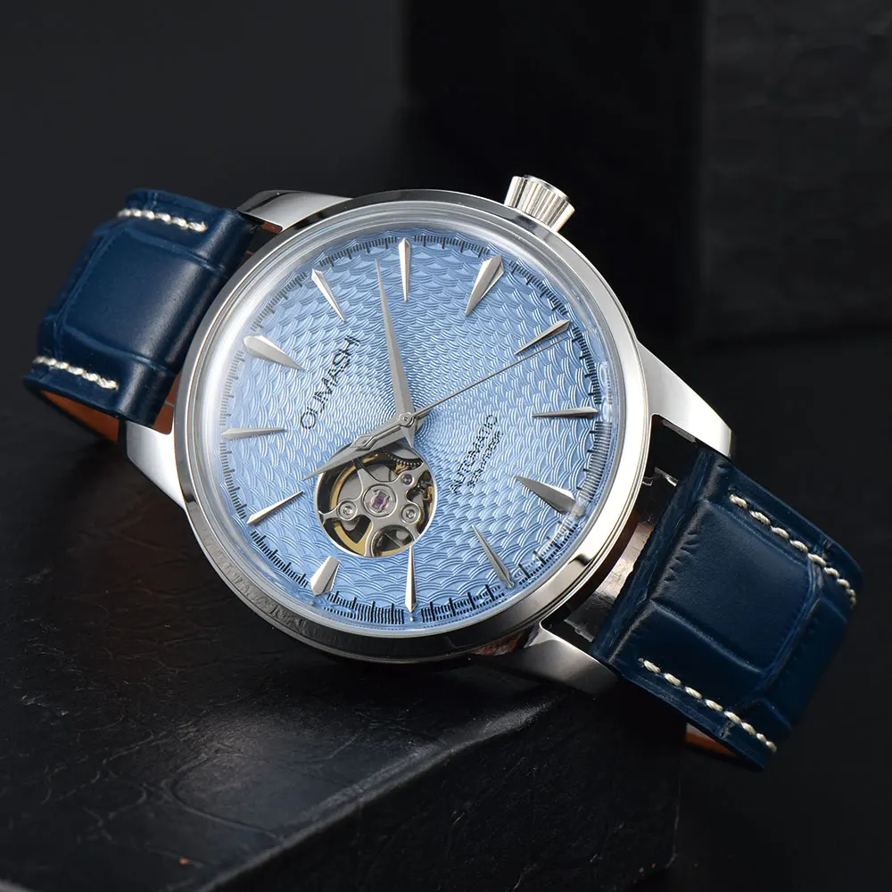 Reloj personalizado de 40mm para hombre, reloj mecánico automático con movimiento NH38 y cristal mineral de doble cúpula, reloj de negocios para hombre