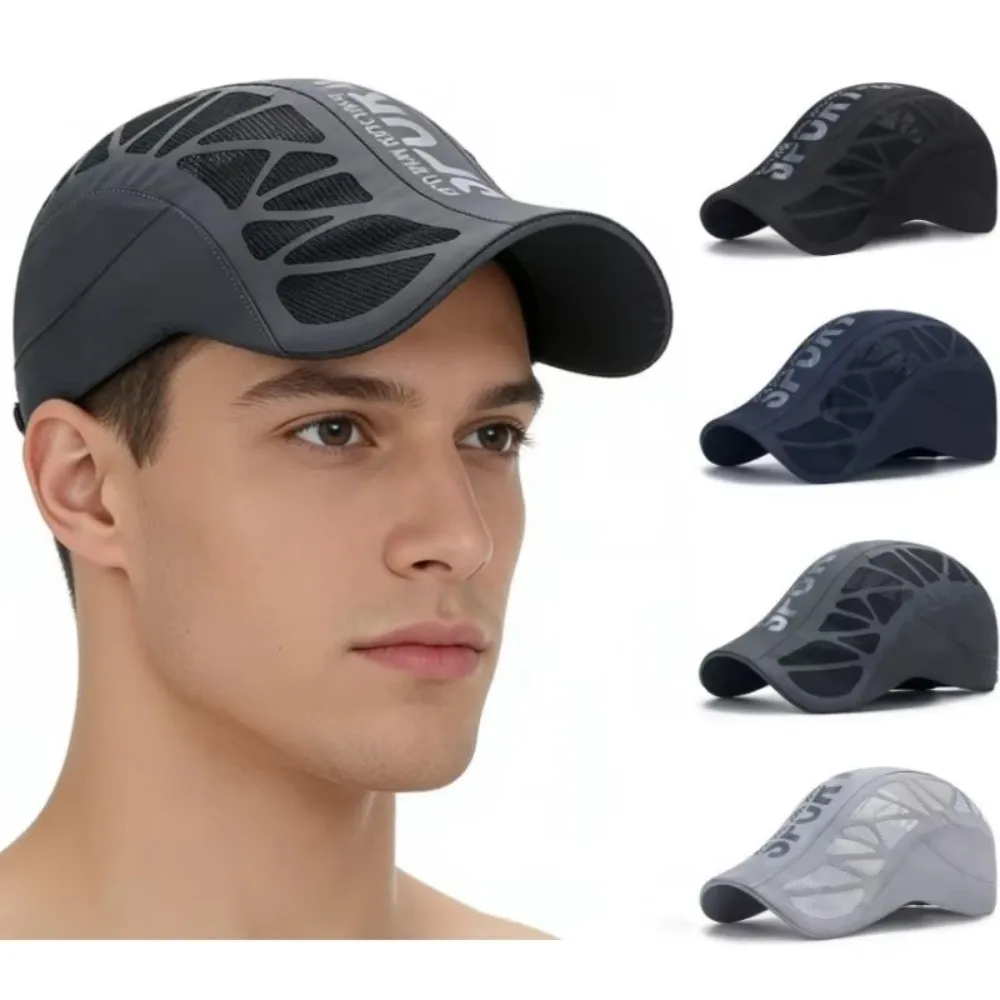 New Letter Print Quick Dry Hat Breathable Net Mesh Breathable Mesh Cap Sunshade Quick Dry Newsboy Cap Golf Driving