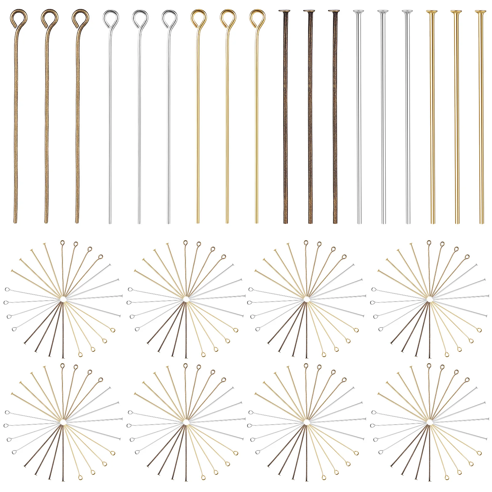 

1 set Head Pins For Handmade Jewelry Flat Metal Eye Pins Beading Accessories Bracelet Earring Necklace Making Supplies 3 Colors