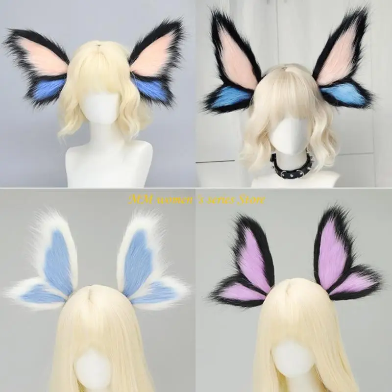 Q39C Elf Butterfly Animal Ear Hairband Soft Plush Design For Masquerades Parties Roleplay Costume Halloween Event Decoration