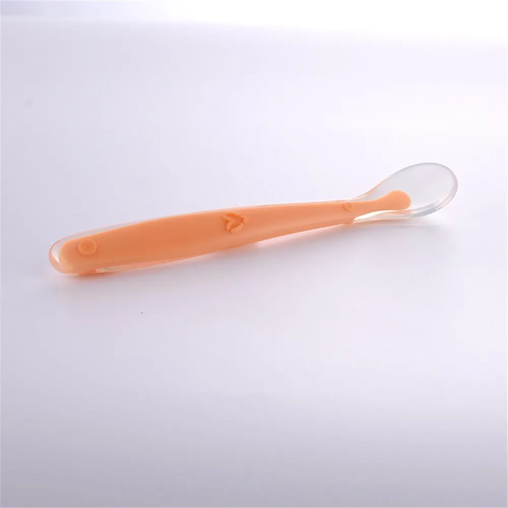 Cuchara Suave de Silicona para Bebé y Niños, Utensilios para Alimentación, Entrenamiento, Detección de Temperatura