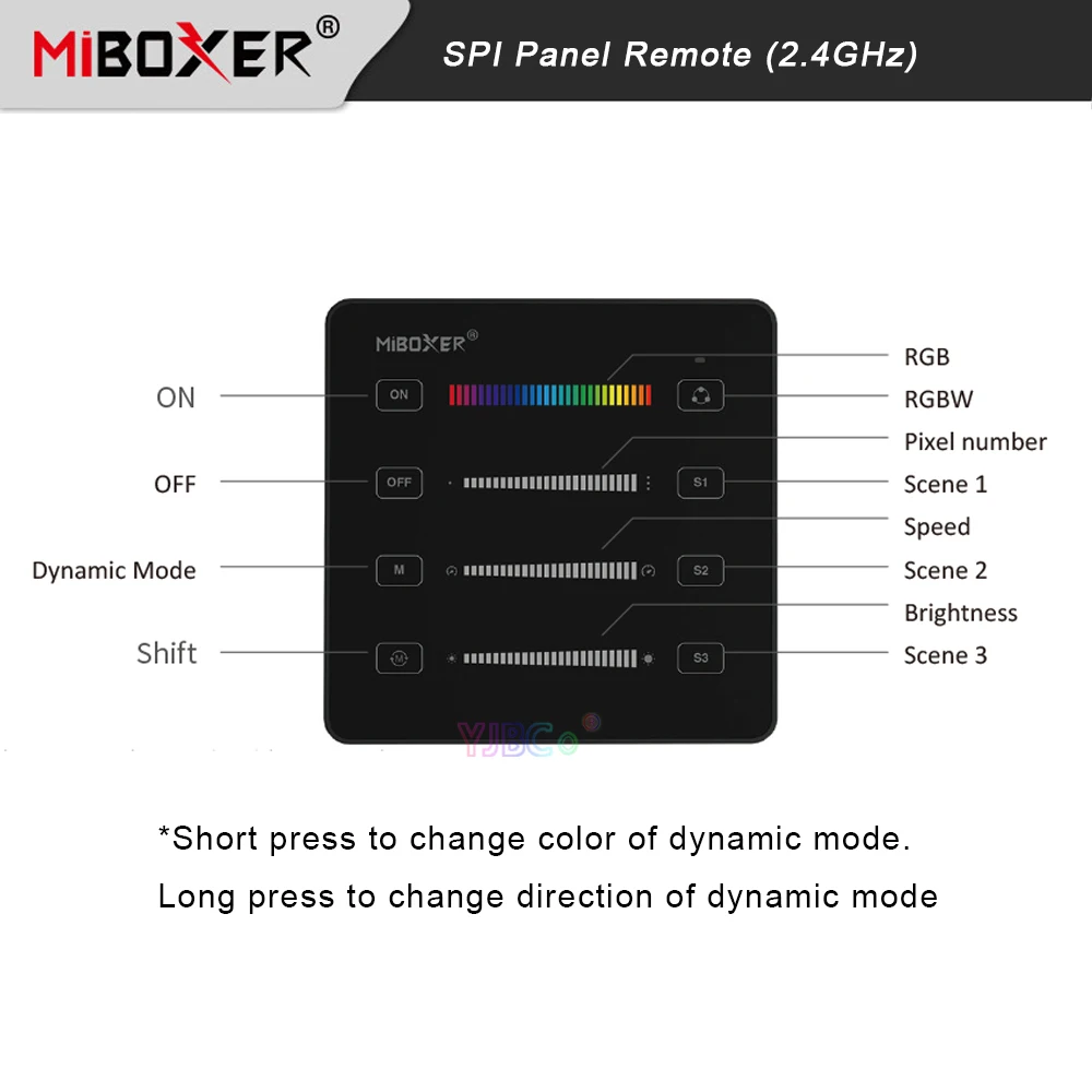 Miboxer B6 2.4G SPI Panel Remote 3V Single color/RGB/RGBW IC Pixels Dimmer Switch for WS2811 WS2812 WS2815 LED strip Controller