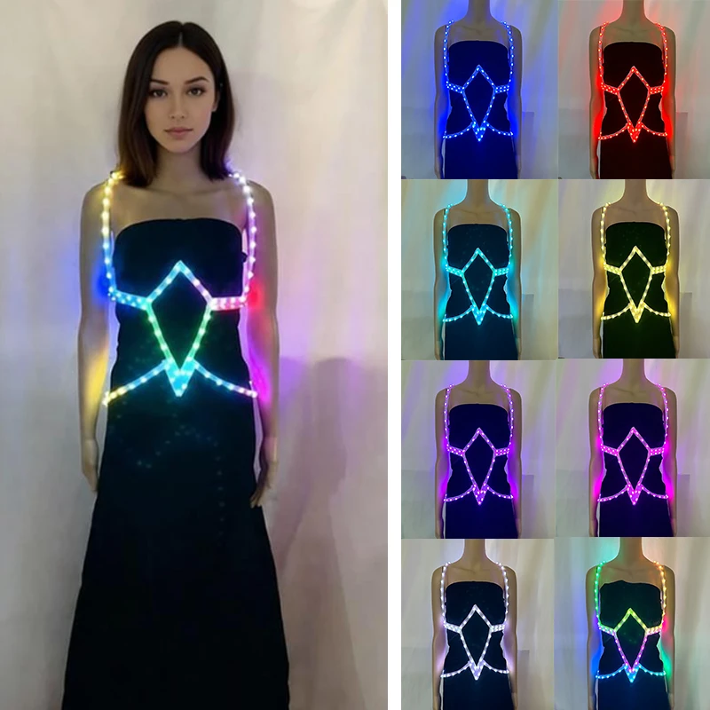 

Glowing Colorful Belt For Unisex Man Woman Dancing Performance Accessory Belt Night Running Belt Remote App Control Colors