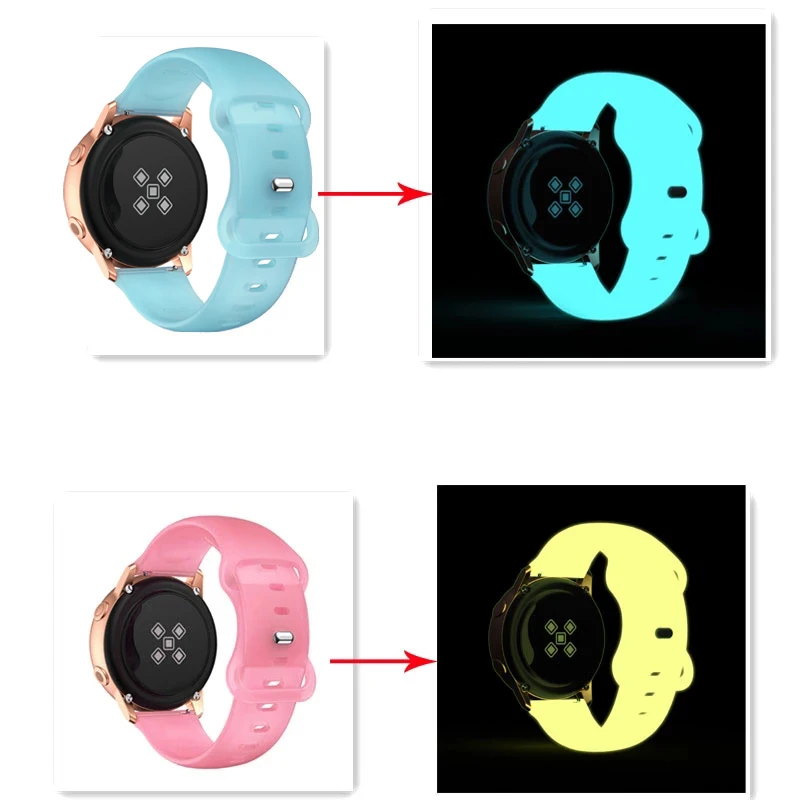 Luminous Glowing Strap For Samsung Galaxy Watch 6 4 5 40 44mm Silicone 20mm Bracelet Watch6 Classic 47 43mm Smartwatch Watchband