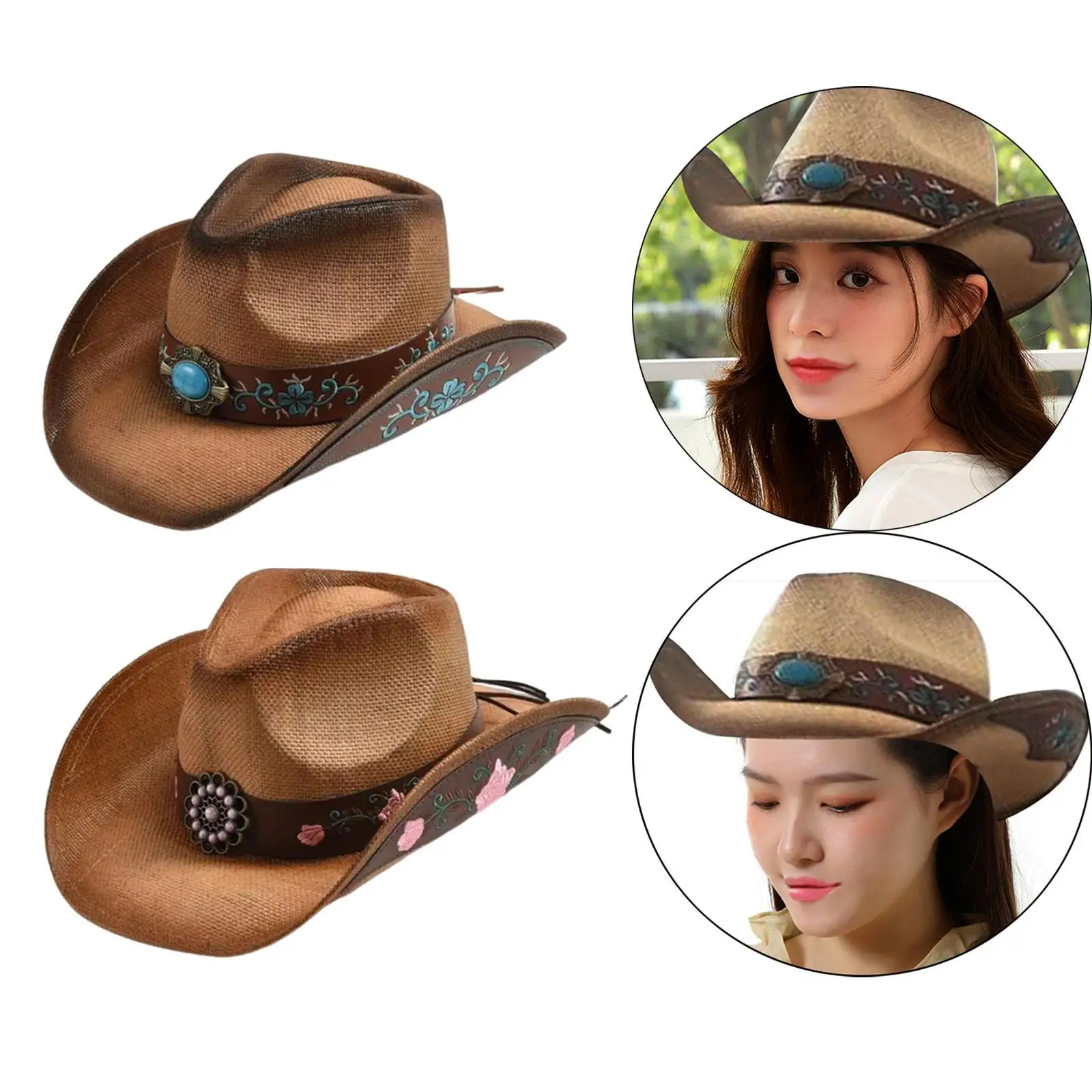 

Ковбойская шляпа, реквизит для фотосессий, модная, с широкими полями, легкая, с регулируемым ремешком на подбородке, для Хэллоуина, пляжа, карнавала, музыкального фестиваля, вечеринки