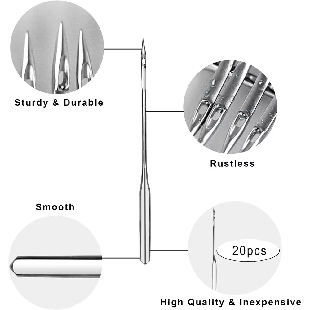 20 sztuk igły do maszyn do szycia dżinsy uniwersalne regularne igły do szycia głowica kulowa dla Singer Brother Janome Varmax rozmiary