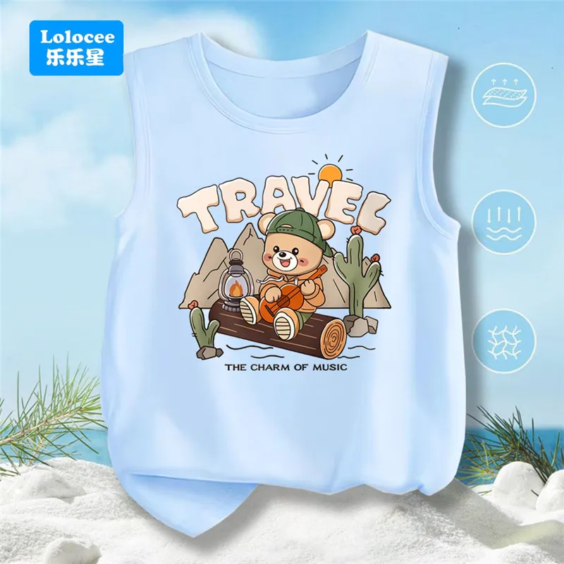 Little Kids Cute Music Bear Tank Top Boy' Summer Underwear C