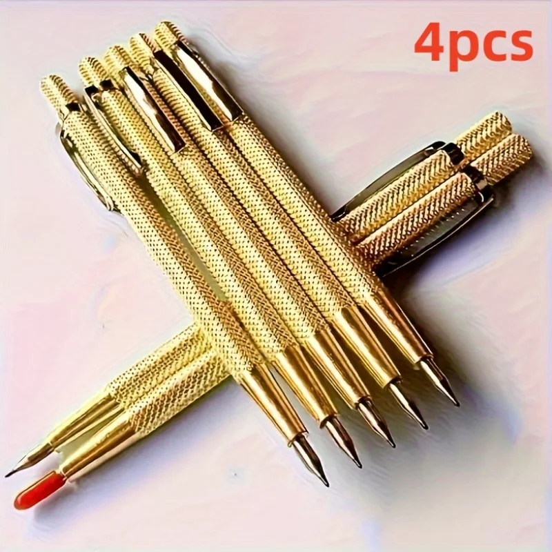 4pcs Diamond Scribing Pen Tungsten Steel Tip Carbide Marker Engraving Pen for Glass Ceramic Metal Wood Engraving Hand Tools