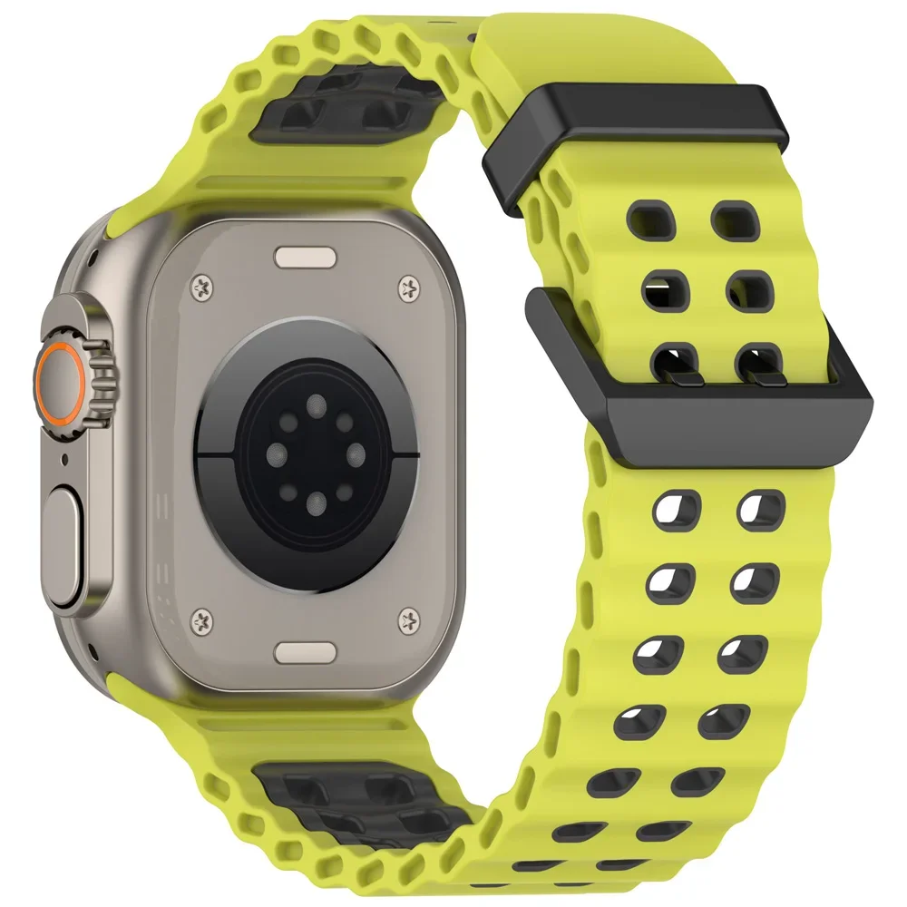 حزام سيليكون المحيط بلونين لساعة أبل الترا/2 49 ملم سوار رياضي مريح وخفيف الوزن iWatch 10 9 8 7 6 5 4 SE