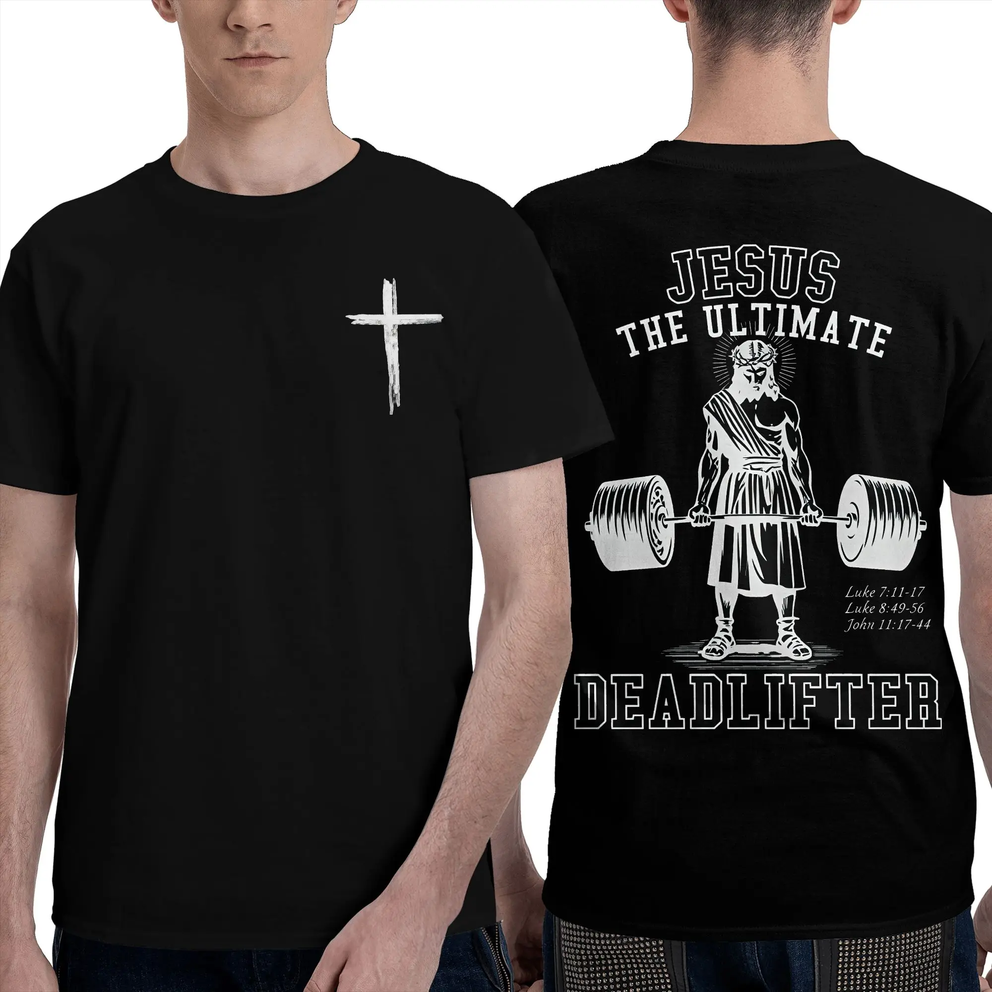JESUS THE ULTIMATE DEADLIFTER T Shirts Men Cotton Casual T-Shirts Round Collar  Tees Short Sleeve Clothing Plus Size