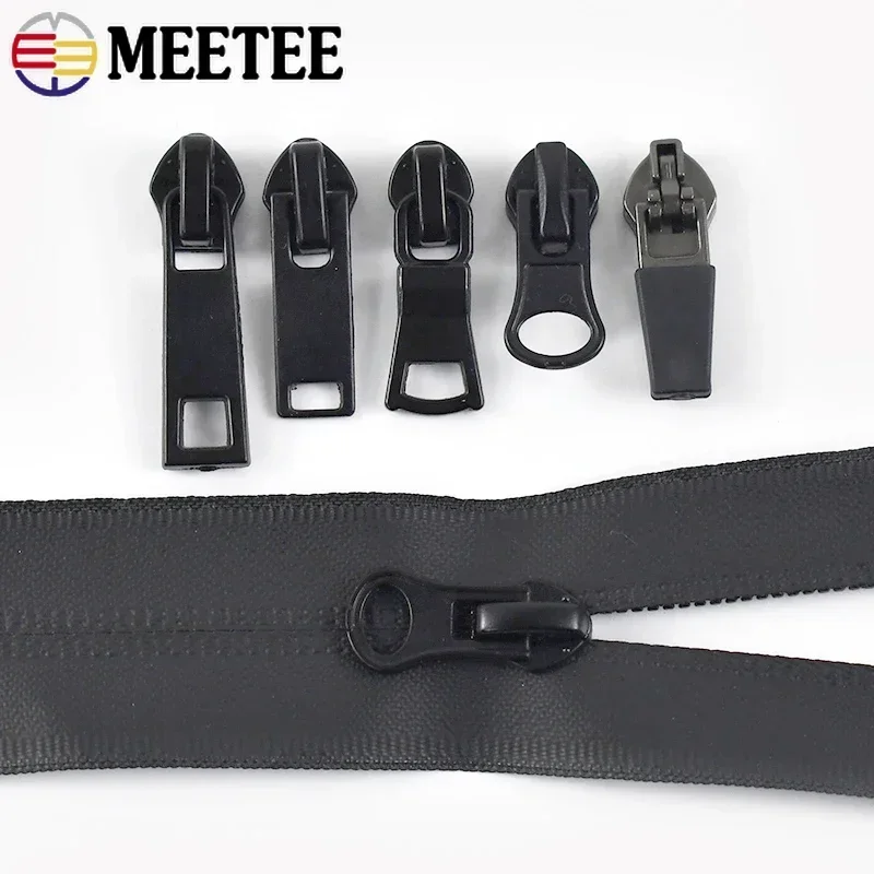 10Pcs Meetee 5# Zipper Silder for Nylon Zips Reverse Invisible Waterproof Tent Garment Zip Head Repair Kits Sewing Accessories