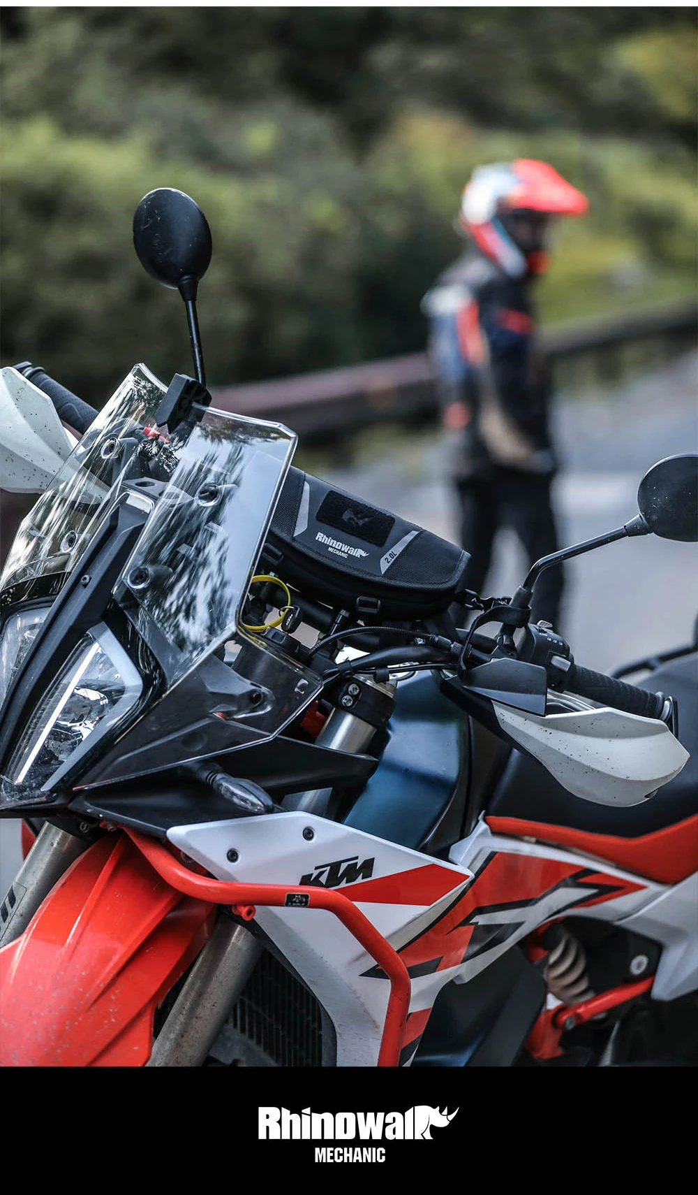 Rhinowalk Motorrad-Lenkertasche, stabile Aufbewahrungstasche, Reise-Umhängetasche mit Molle-System und Regenschutz für ADV-Zubehör – Detail 20