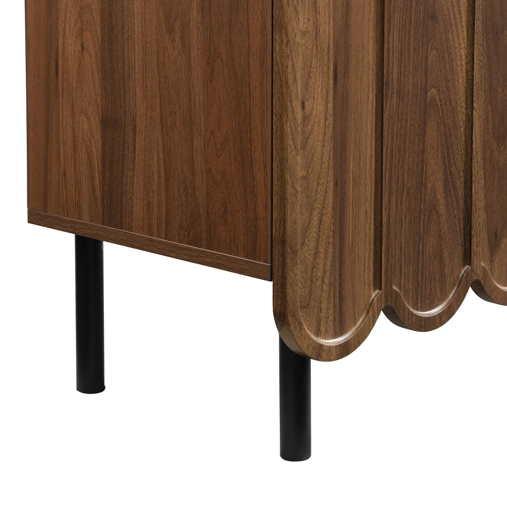 Modernes Sideboard aus Holz mit 120 x 35 x 80 cm großen, grifffreien, verstellbaren Regalen und Stauraum für Wohnzimmer, Flur und Esszimmer – Detail 14