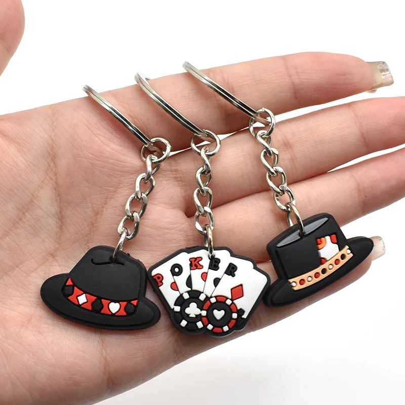 1PCS NEW Las Vegas Series PVC Key Ring Cartoon Gamble Key Pendant Fashion Party Gifts Backpack Jewelry Accessories DIY Keychain