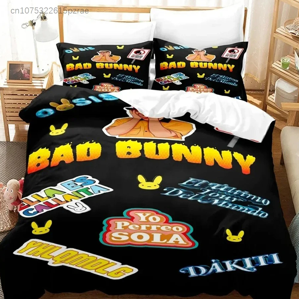 3D Print Bad Bunny Un Verano Sin Ti Duvet Cover Set Fashion Canvas Painting Bedding Set Queen Comforter Cover Sets