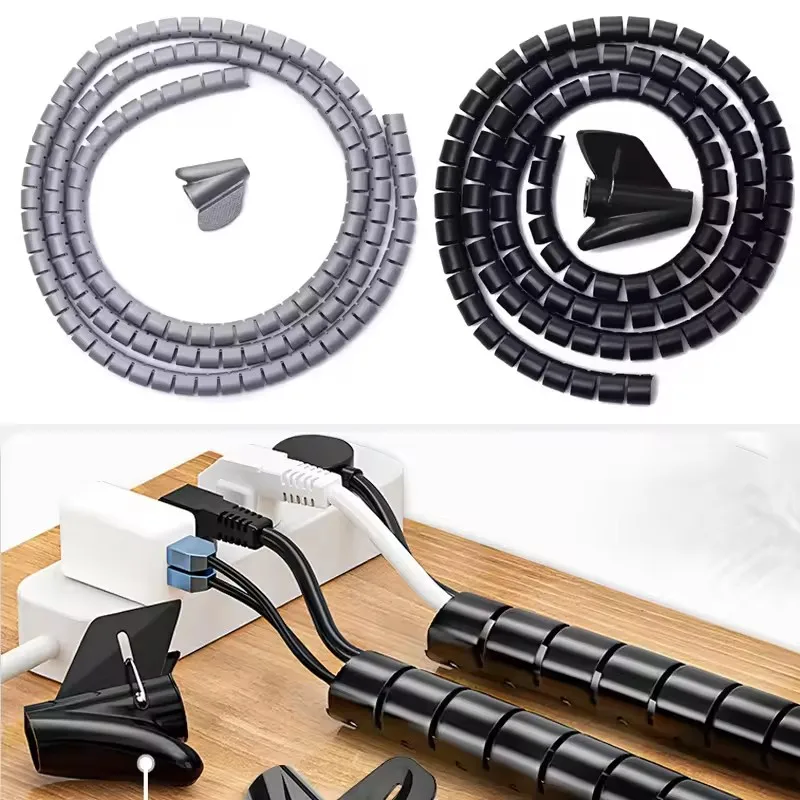 Flexible Spiral Cable Wire Protector Cable Organizer Computer Cord Protective Tube Clip Organizer Management Tools