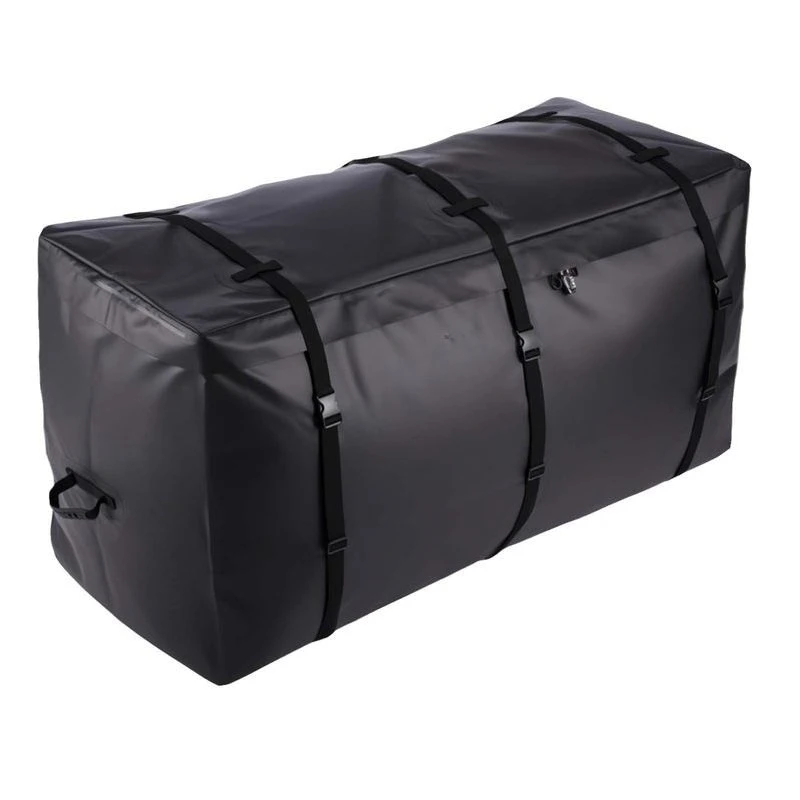 

Luggage carrier bag for trailer hitch made of waterproof 840D PVC (0.85 m³), luggage bag for storage on the loading area of trucks with reinforced straps for cars, SUVs and vans, black