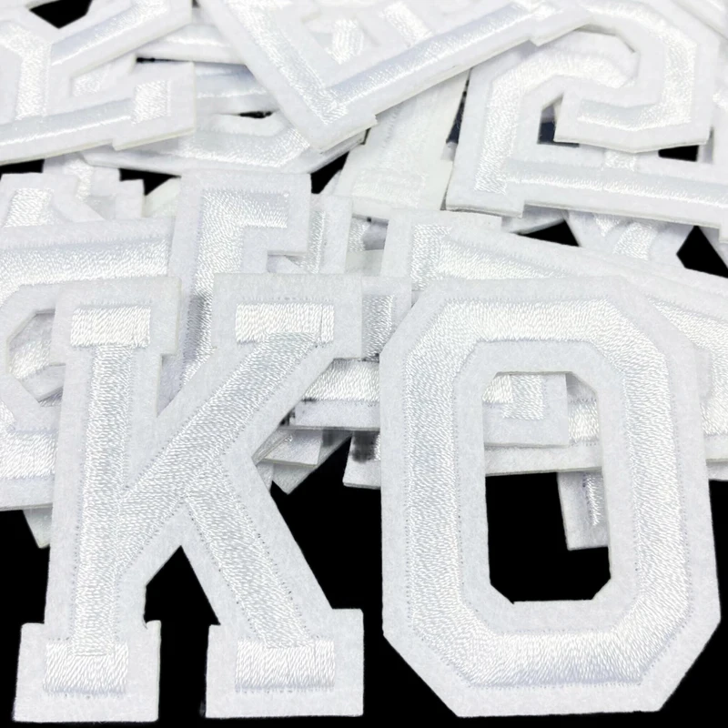 Iron On Patches Letters White For Clothing Parche Bordado Kids Sew Embroidered Naszywki Thermoadhesive Designer Mochila Diy Baby