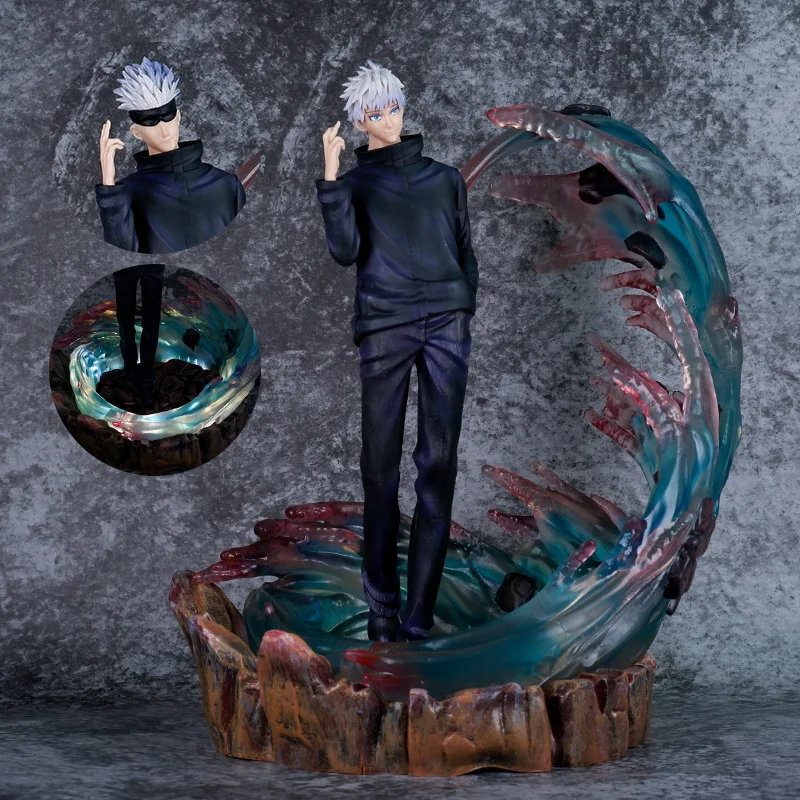 Jujutsu Kaisen Gojo Satoru PVC Anime Action Figures Satoru Gojo Model Toys The Head Can be Replaced Luminous Figurine Doll Gifts