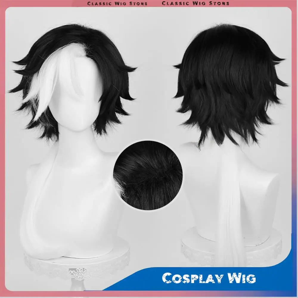 

Мужской короткий черно-белый парик Мужской ролевой аниме Косплей Парики Игровой костюм Необычные платья Парики Синтетический парик для вечеринки на Хэллоуин