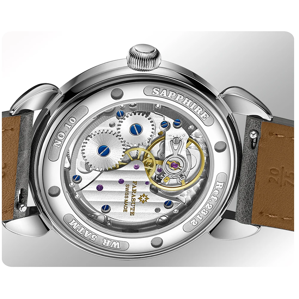 FARASUTE Top Brand Luxury Manual Mechanical Watch Mens Swiss SW261 Movement 5Bar Waterproof Stainless Steel Sapphire Wristwatch