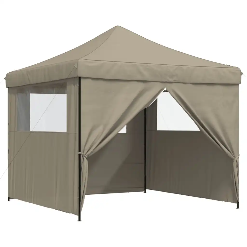 Faltbare, ausziehbare Partyzelt mit 4 Seitenwänden in Taupe, perfekt für Feiern, Events und Urlaub. – Detail 6