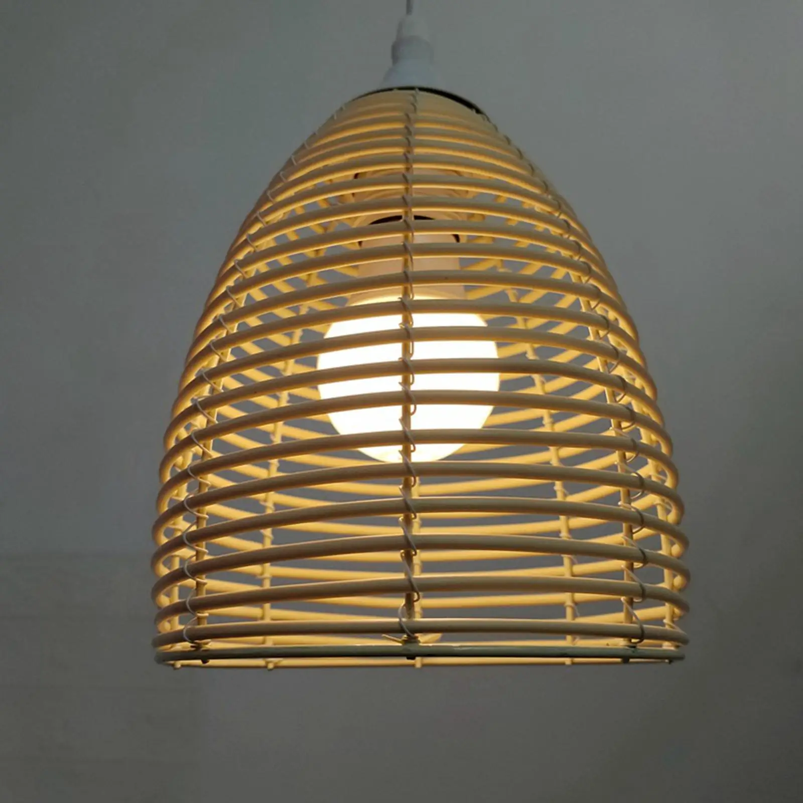 Imitation Rattan Lampshade E27 Pendant Light Fixture Lamp Shade Chandelier Cover