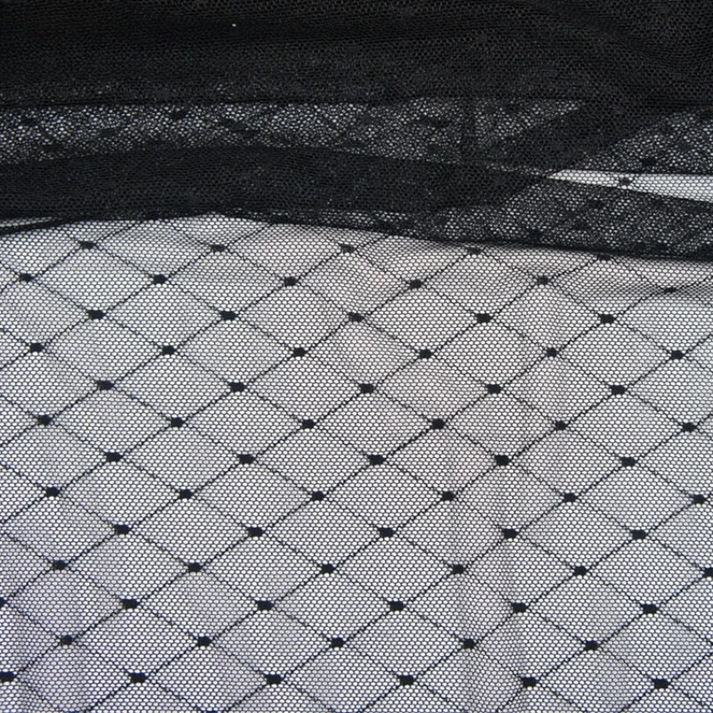 Mistlace Stretch Mesh Fabric By The Yard Diamond Dot Jacquard Hollow Out Nyon Spandex Sheer Net for Dress Base Lining ML284