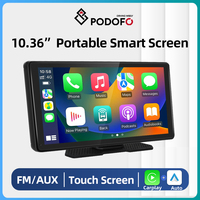 Podofo Universal 10.36”Screen Portable Car Radio Multimedia Video Player Wireless Carplay Smart Player With Voice Control FM BT