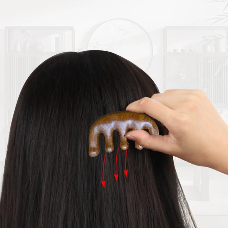 

Массажная расческа Meridian с пятью пальцами сандалового дерева, антивинтовая расческа для занятий в тренажерном зале, щетка для вьющихся волос, подарок, инструменты для ухода за здоровьем рождения для женщин