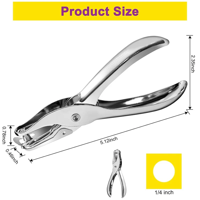 2 Pieces Small Single Hole Punch, 1/4 Inch One Hole Paper Punch With 8 Sheet Capacity Punch Accuracy
