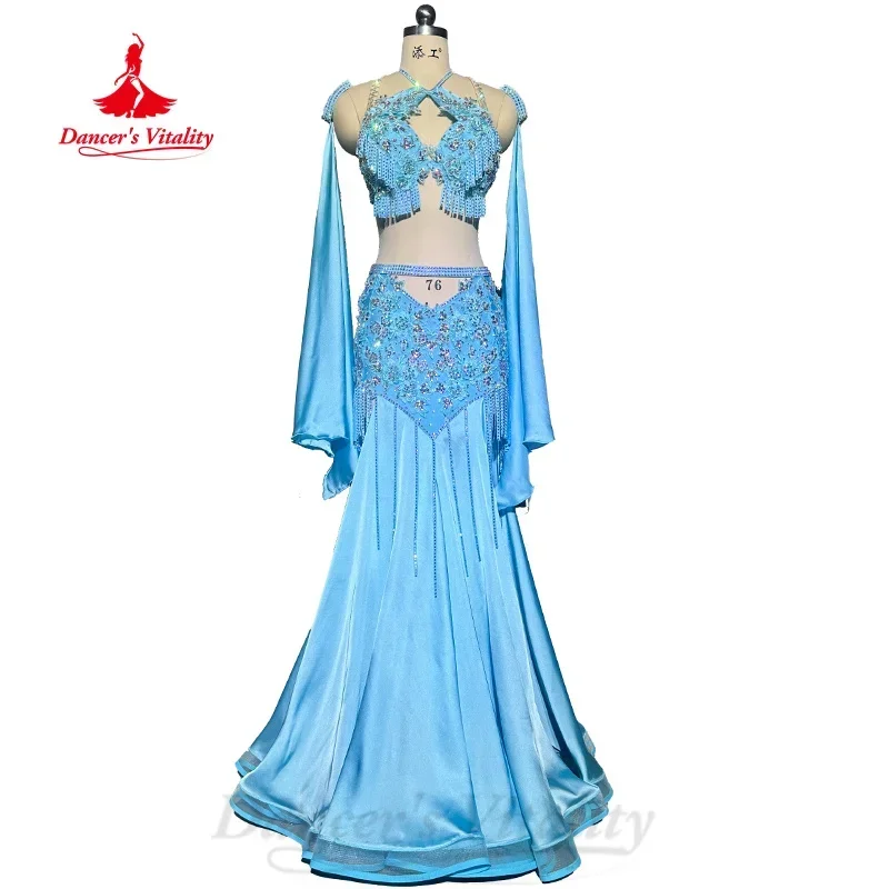 BellyDance Costume High End Customized Luxury Rhinestone Tassel Performance Outfit for Women Belly Dancers Competition Clothing