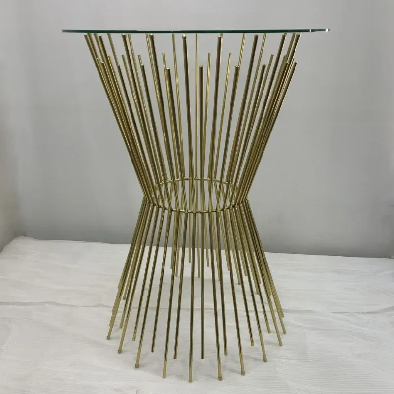 طاولة قهوة أمريكية فاخرة من الفولاذ المقاوم للصدأ مصنوعة من التيتانيوم طويلة وقصيرة/فندق/فيلا بار نموذج فاخر خفيف