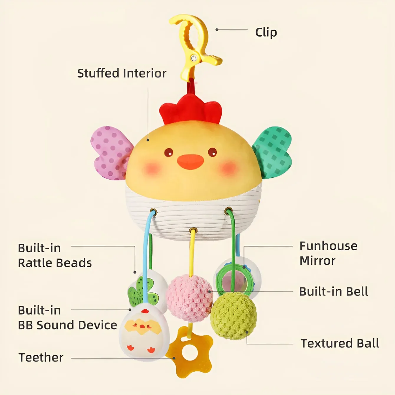 New Baby Bed Hanging Drawstring Toy Newborn Baby Stroller Toy Cute Animal Educational Toys Hand Grip Plush Fun Bedtime Toys