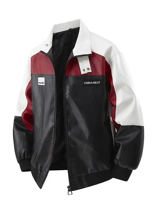 Casual Zipper Jaet Men's Spring Autumn New Loose Versatile Color Blo Motorbike Sle Leather Jaet Youth ular Outerwear