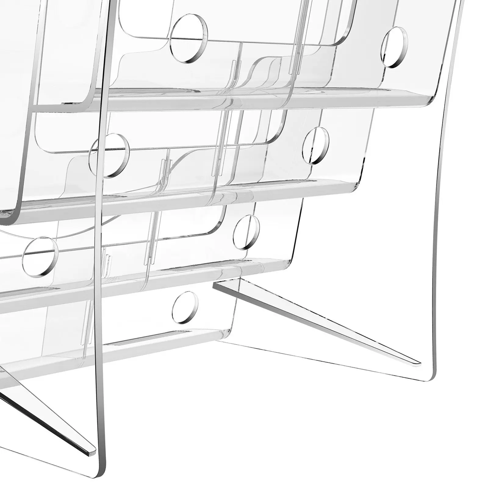 Acrylic Brochure Holder 8.5 x 11 inch, 4-Tier Clear Acrylic Literature Display Stand, Plastic Literature Organizer Flyer Stand & Removable Divider for Office Exhibition, Countertop or Wall Mount view 8