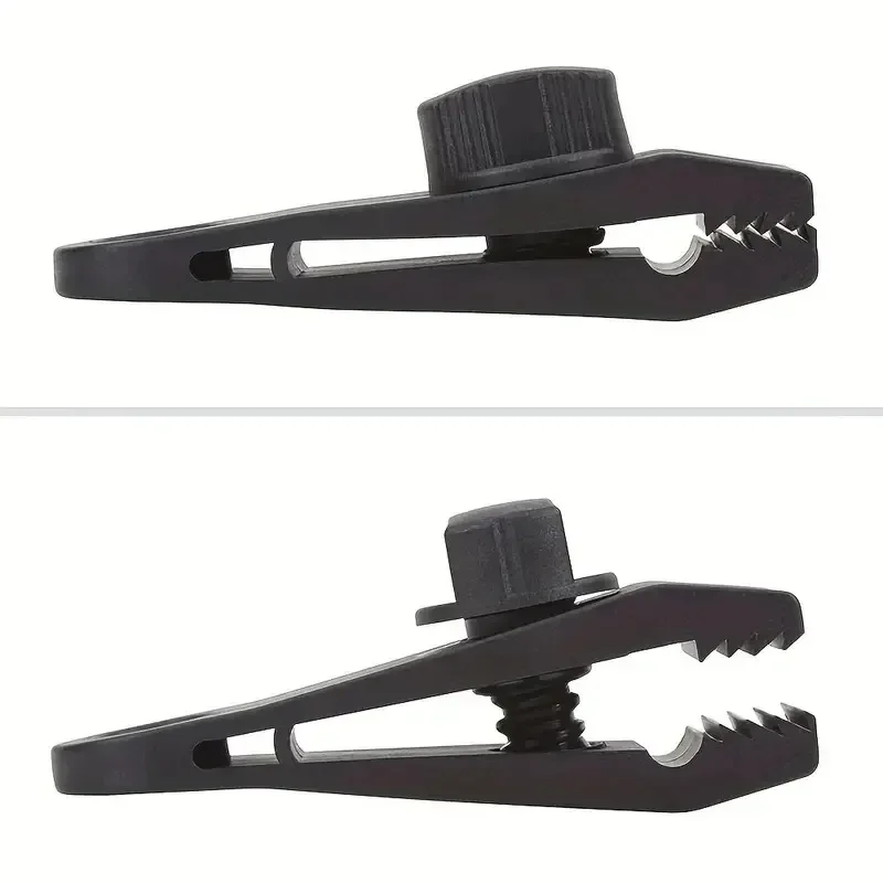 10er-Set Campingzelt-Clips, winddichte Krokodilklemmen, drehbare Kiefergriffe, Planenbefestigungsklammern, Outdoor-Vordach-Zubehör – Detail 6