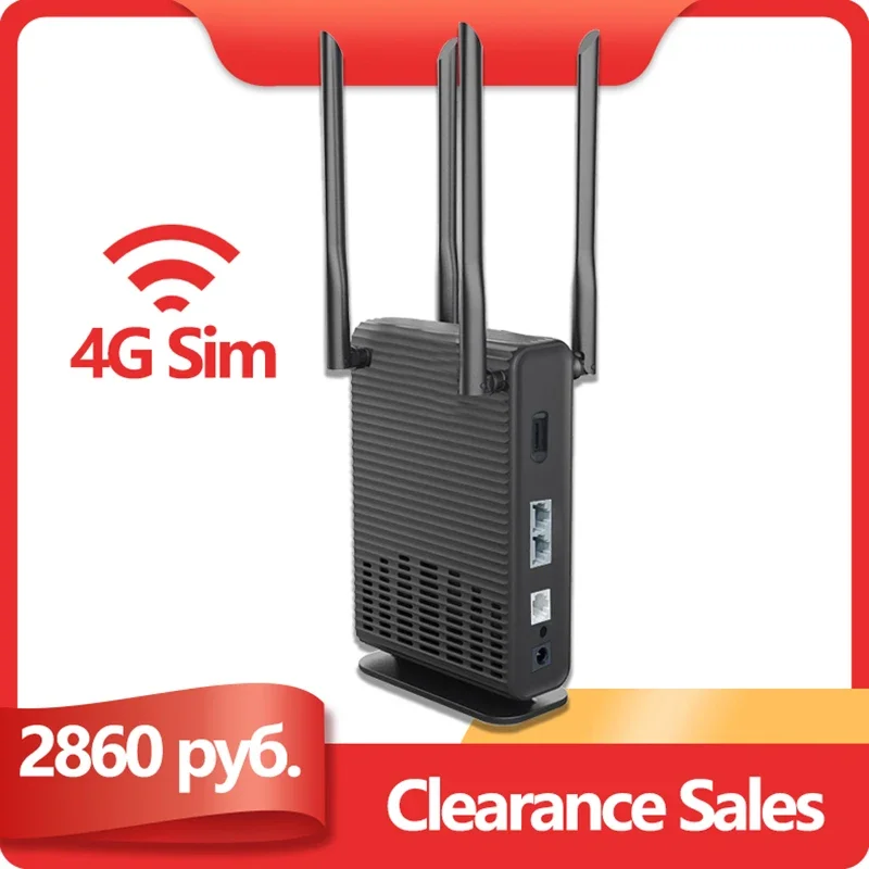 

Clearance Sale 4G LTE Router SIM Card 300Mbps Wifi Router 2*LAN 4G TM22G Modem 4 Antenna Support 32 Devices Applicable to Europe