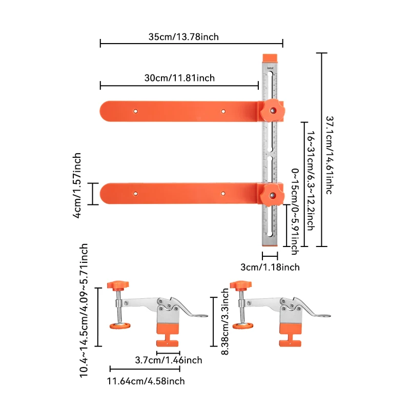 Heavy Duty Stainless Steel Drawer Slide Jig with Magnetic Arm Quick Clamp Hardware Products for DIY Cabinet Woodworking view 6