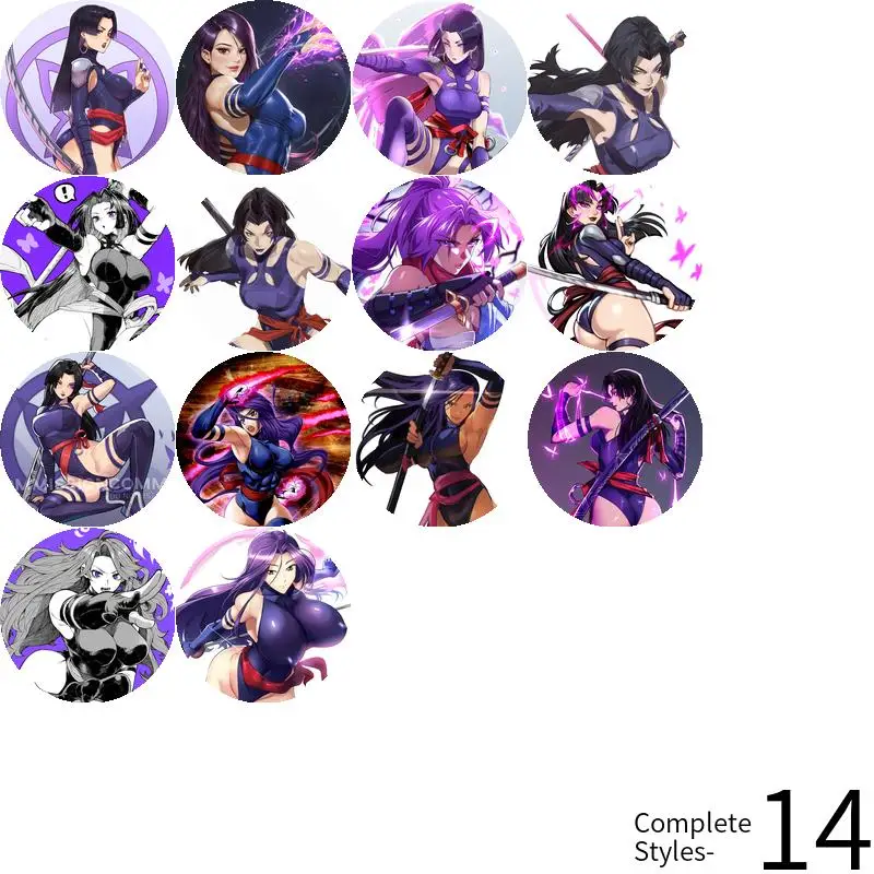 Psylocke Game Anime Character Soft Button Badge Brooch anchor Peripherals Pin Fashion Pupil CustomizeFashion Cosplay Metal view 3
