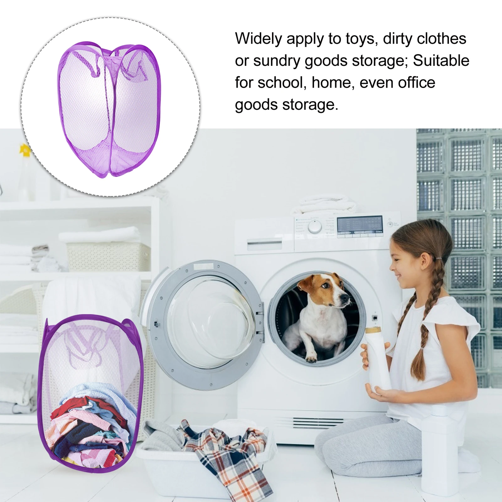 

with Wheels Laundry Basket Baby Collapsible Baskets Mesh Hamper Pop up Girls Clothes